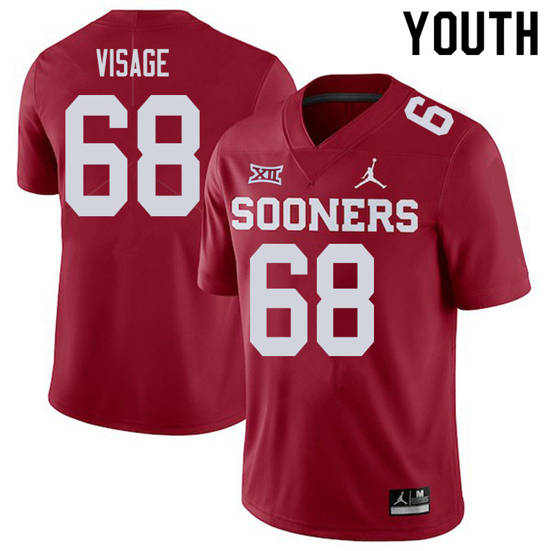 Youth #68 Ayden Visage Oklahoma Sooners College Football Jerseys Sale-Crimson - Click Image to Close